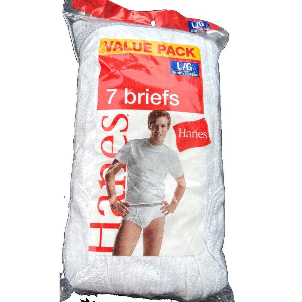 Hanes 7 Pack White Cotton Briefs Mens Underwear 2007 36-38 Vintage NWT